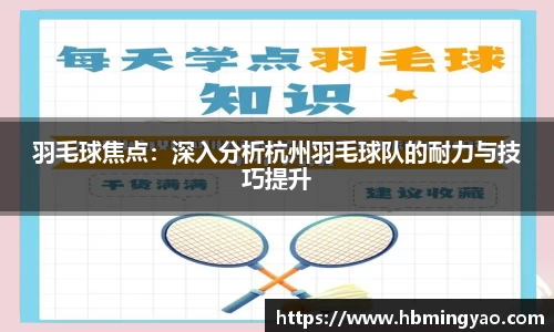 羽毛球焦点：深入分析杭州羽毛球队的耐力与技巧提升